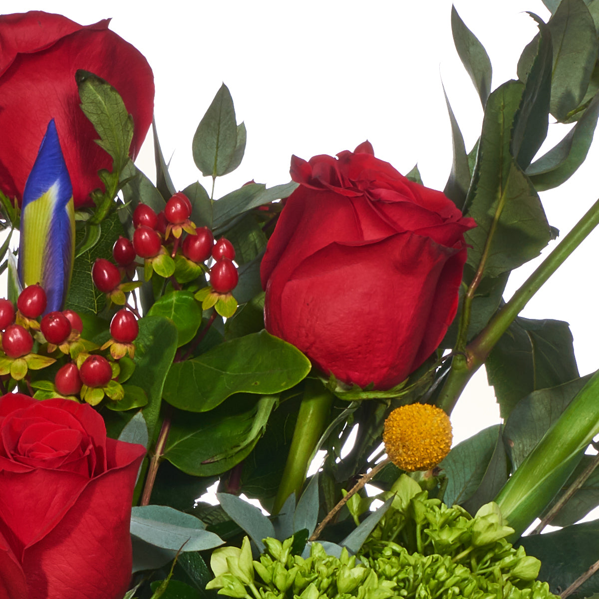Delicado Arreglo Floral, Rosas Rojas E Impericum