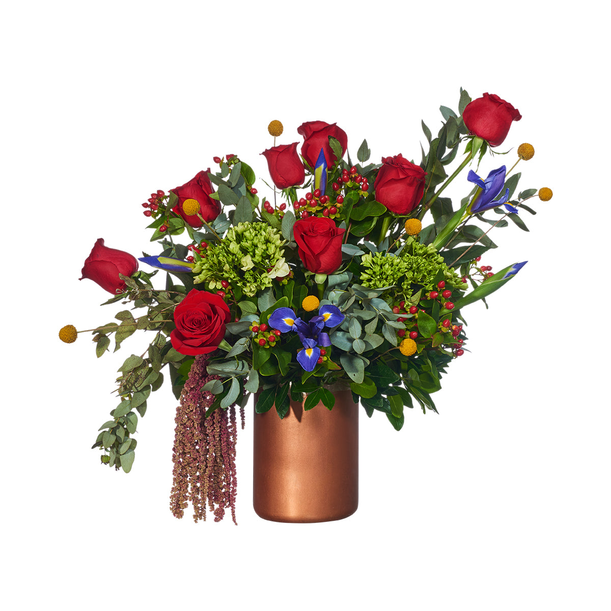 Delicado Arreglo Floral, Rosas Rojas E Impericum