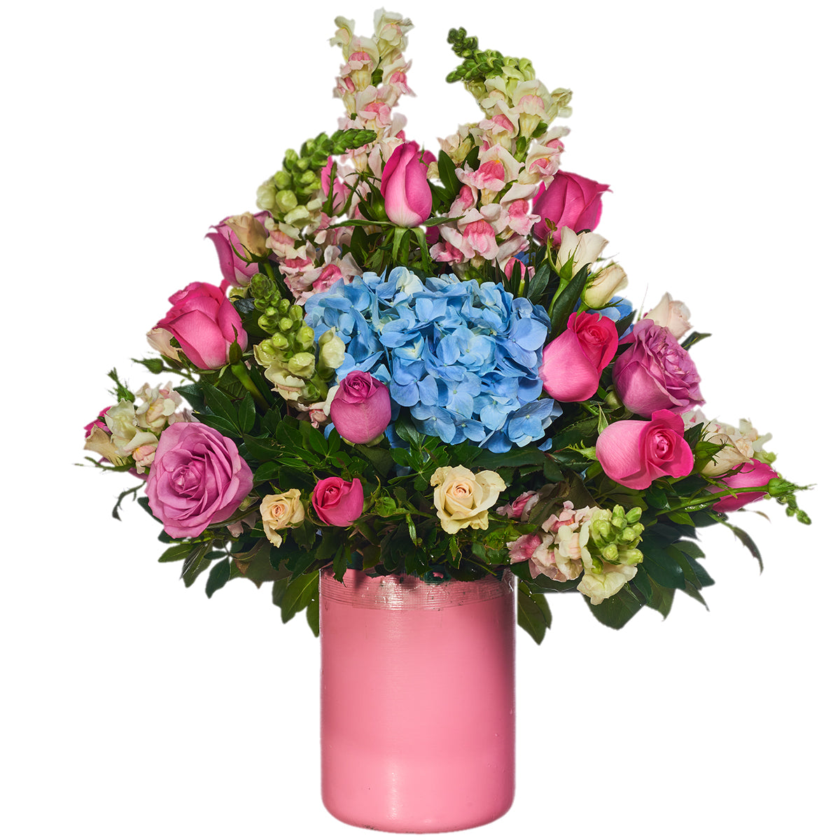 Cálido Arreglo Floral, Hortensias Y Rosas