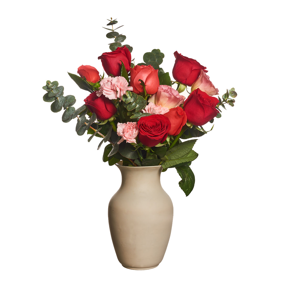Florero De Cristal Con Rosas Cálidas