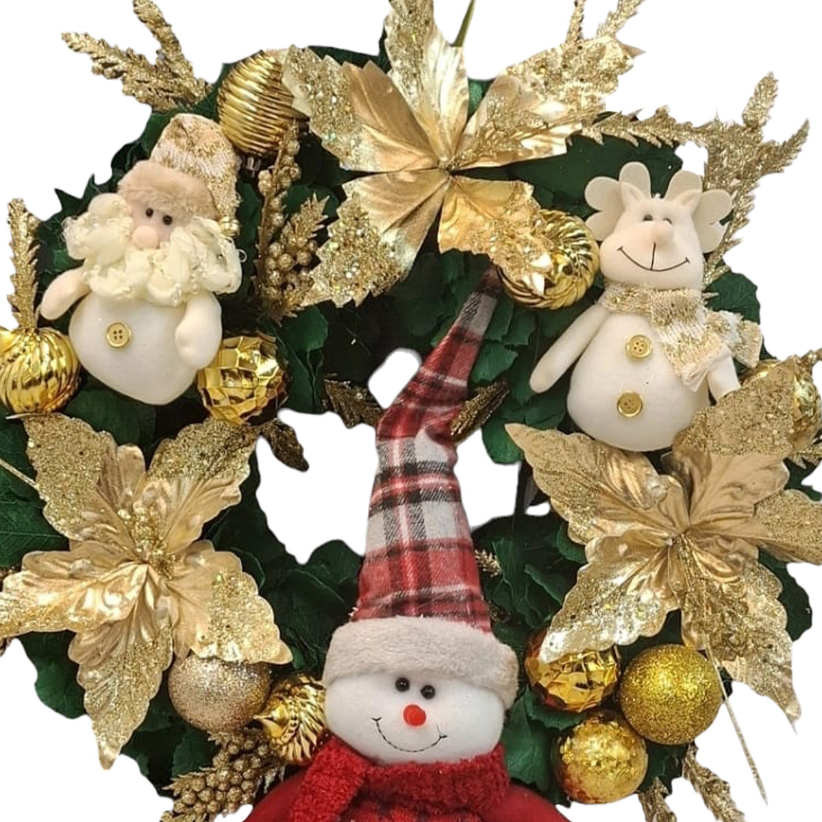 Corona navideña dorada