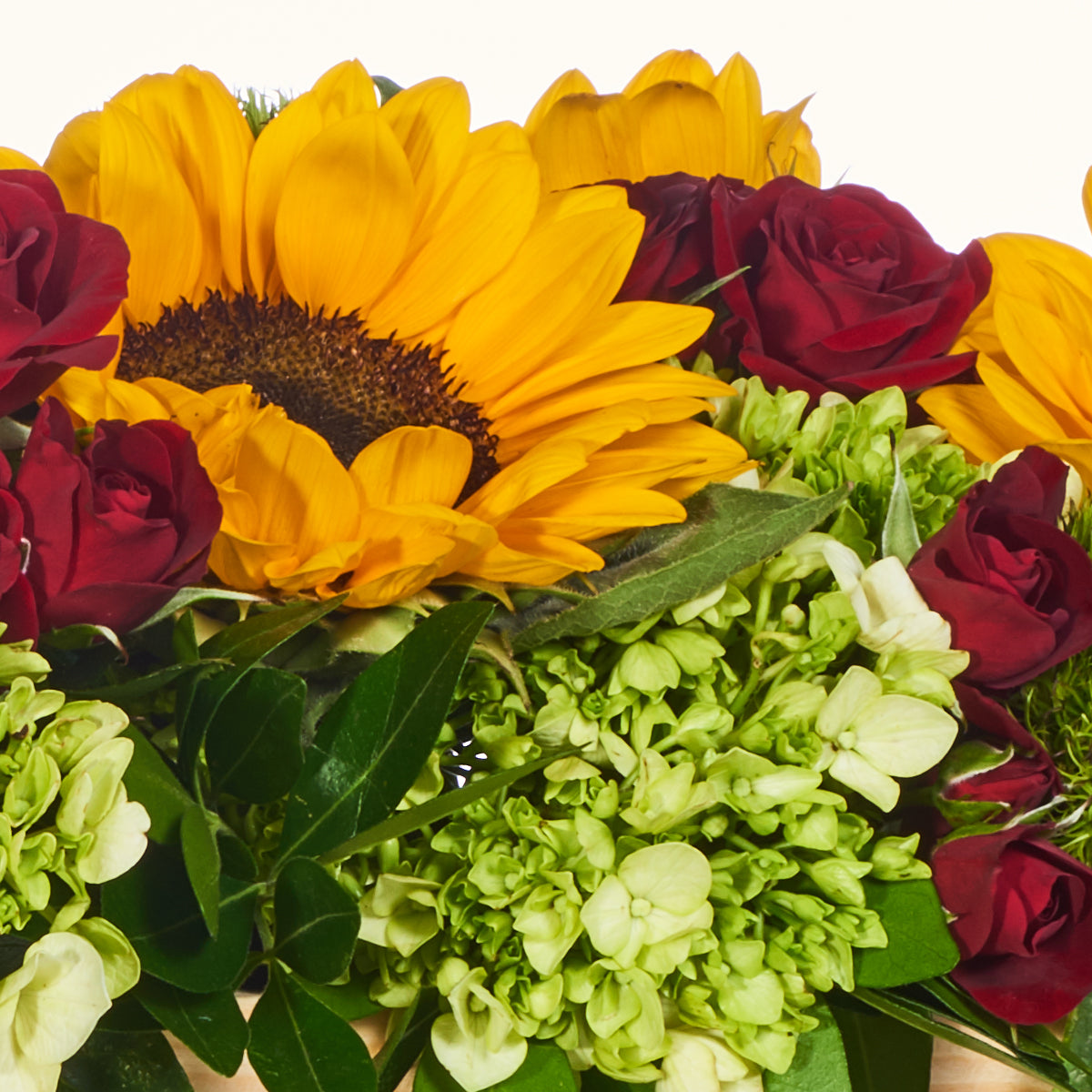 Caja de madera girasoles y rosas