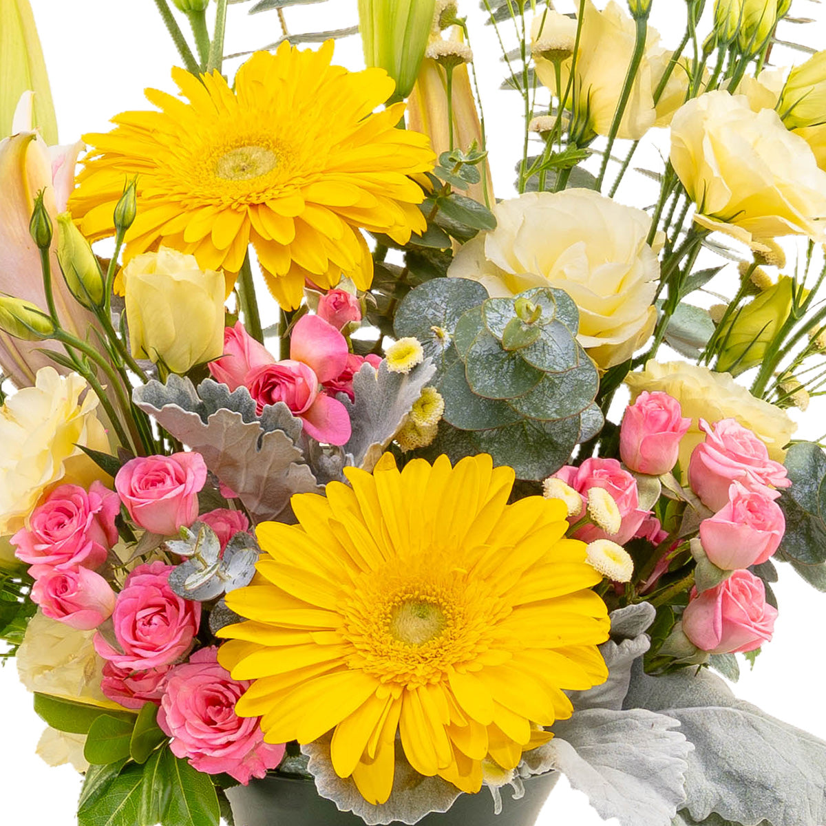 Gerbera con rosa baby