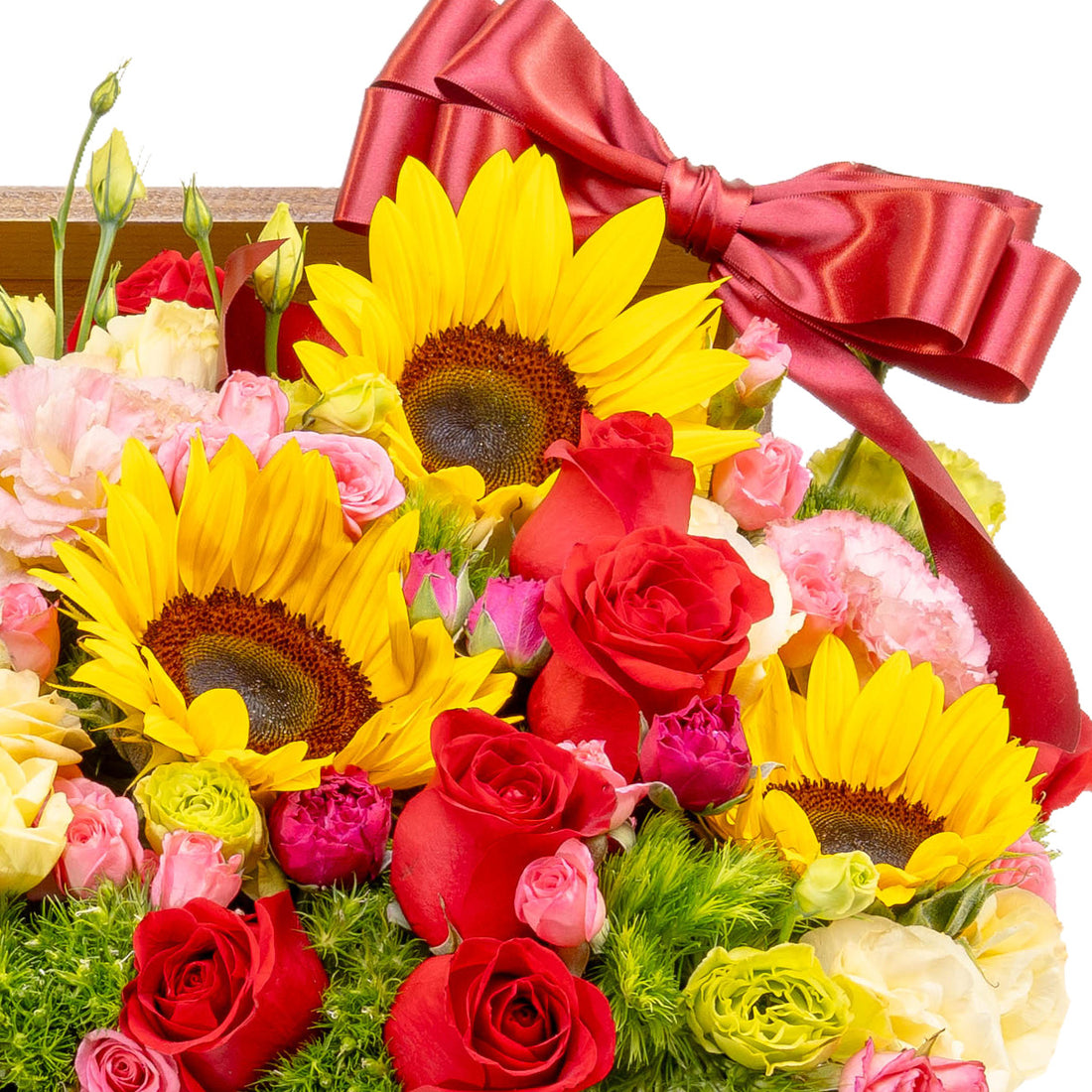 Girasol y rosas