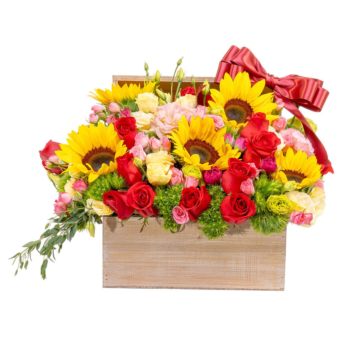 Girasol y rosas
